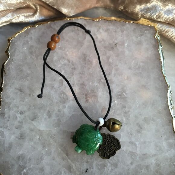 Charm Bracelet w Green Turtle, Bell and ... - Picture 1 of 10